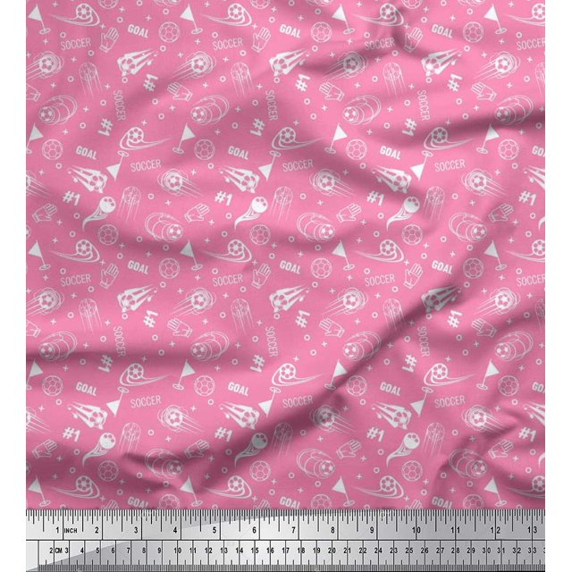 Soimoi Polyester Crepe Fabric Geometric Sign,Flag & Football Sports Print Fabric by The Yard 52 Inch Wide