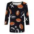 thumbnail image 4 of QATAINLAV Chemise à Manches 3/4 pour Femmes Décontractée Grande Taille Tuniques Hauts 2025 Jour de Match T-Shirts Graphiques Chemises Coupe Ample Col Rond Chandail Blouse Soldes du Jour Multicolore TTTTG, 4 of 6