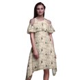thumbnail image 1 of Bimba Yellow Bird Printed Womens Cold Shoulder Tunic Party Round Neck Shift Dress - X-Large, 1 of 6