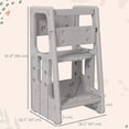 thumbnail image 3 of Qaba Marchepied d'Aide à la Cuisine pour Tout-Petit à 2 Marches avec Plateforme à Hauteur Réglable et Barre de Sécurité, Gris, 3 of 10