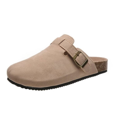 Comwarm Fashion Women‘s Suede Mules Slippers Men Clogs Cork Insole Sandals With Arch Support Outdoor Beach Slides Home Shoes tzw