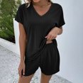 thumbnail image 2 of Birdeem Womens Summer Short Sleeve V-Neck Tops Shorts Comfortable Homewear Two-Piece Set, 2 of 8