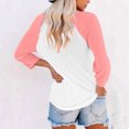 thumbnail image 4 of Hauts à Manches 3/4 pour Femmes Hauts Décontractés à Manches Raglan Col en V Tuniques Basiques Blouses Été 2025, 4 of 7