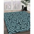 thumbnail image 3 of Ahgly Company Tapis Rond Lavable en Machine Intérieur Transitionnel Vert Sarcelle Profond, 3 Pieds Rond, 3 of 7