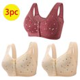 thumbnail image 3 of Bigersell Front Closure Bras for Women Plus Size 3pcs Training Bra Style R-6 Breathable Pullover Bras Pack R-6-wine, 3 of 9