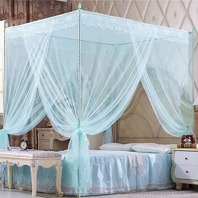 CHOK Cozy Pink Square Bed Canopy for Girls Romantic Mosquito Net