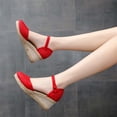 thumbnail image 4 of yulier Sandales Compensées Espadrilles à Plateforme à Bout Fermé pour Femmes, Talons Hauts Confortables, Chaussures d'Été pour Femmes avec Boucle Ajustable, 4 of 6