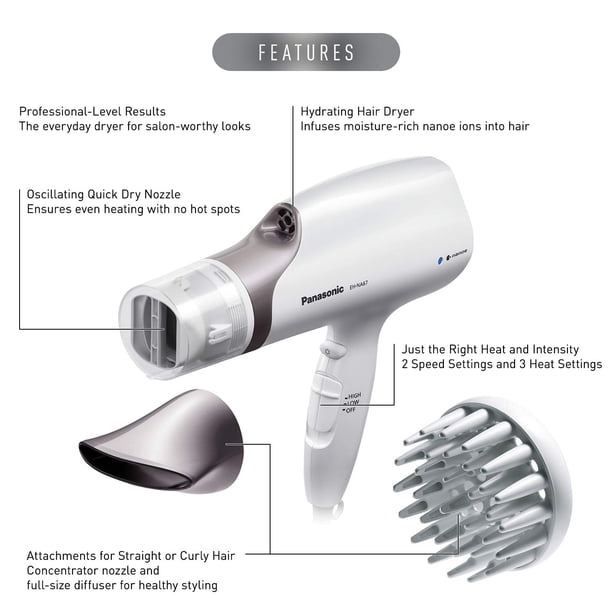 Panasonic Nanoe Salon Hair Dryer with Oscillating QuickDry Nozzle