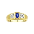 thumbnail image 1 of RYLOS Men's Rings Yellow Gold Plated Silver Classic 6X4MM Oval Gemstone &  Diamond Ring Blue Star Sapphire Birthstone Rings For Men, Silver Rings, Size 13, 1 of 7