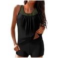thumbnail image 1 of RKSTN Tankini Swimsuits for Women Summer Fashion Solid ColorConservative Two Piece Set Bathing Suits with Boyshorts Loose Plus Size Round Neck Sleeveless Pleated Swimsuits, 1 of 5