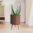 thumbnail image 4 of DOLITY Plant Basket with Legs Rattan Basket Decorative Simple Basket Planter Flower Pot Cylinder Dark Brown, 4 of 9