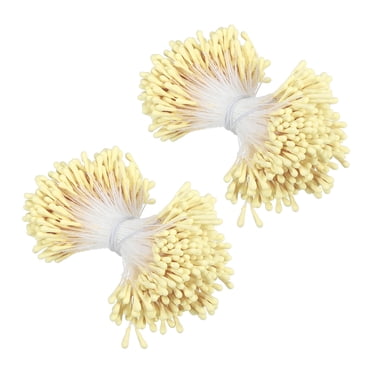 Unique Bargains 2mm Double Heads Flower Stamen Artificial Flower Stamen Pistil Matt Pearl Floral Stamen Yellow 700 Pcs