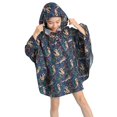 thumbnail image 1 of Children‘s Boys Girls Dinosaur Rainbow Printed Button Rain Jacket Hooded Windproof Raincoat, 1 of 4