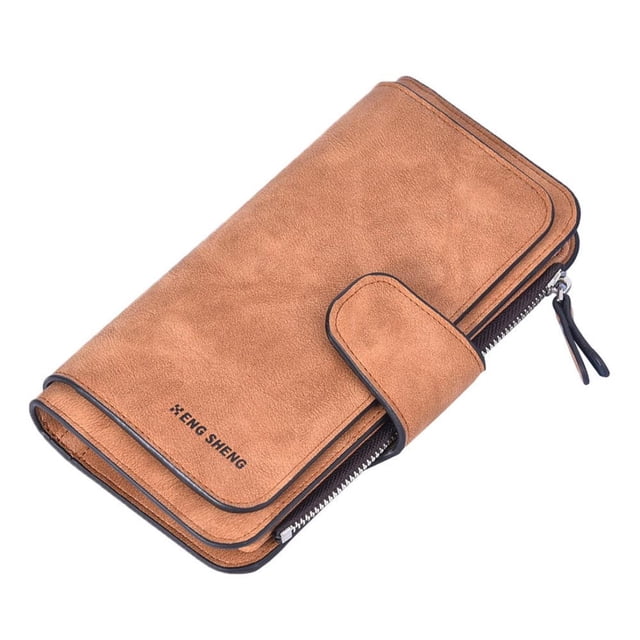 Ohufall Frosted Leather Womens Long Wallet Zipper Coin Purse ID Window Card Holder Organizer