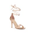 thumbnail image 1 of BLISSFUL STEP Lace Up Open Toe Stiletto Heeled Sandals for Women Rose Gold 9, 1 of 8
