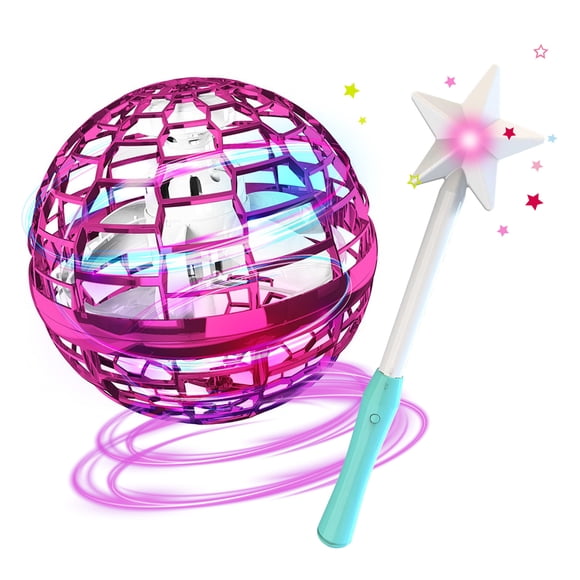 Amdohai Flynova Pro Flying Ball Boomerang Spinner Dynamic RGB Lights with Stick Control (Pink ball + Stick)