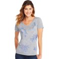 thumbnail image 1 of Hanes T-Shirt à Manches Courtes Col en V pour Femmes, m, Floral Placé MessageLight Acier, 1 of 1