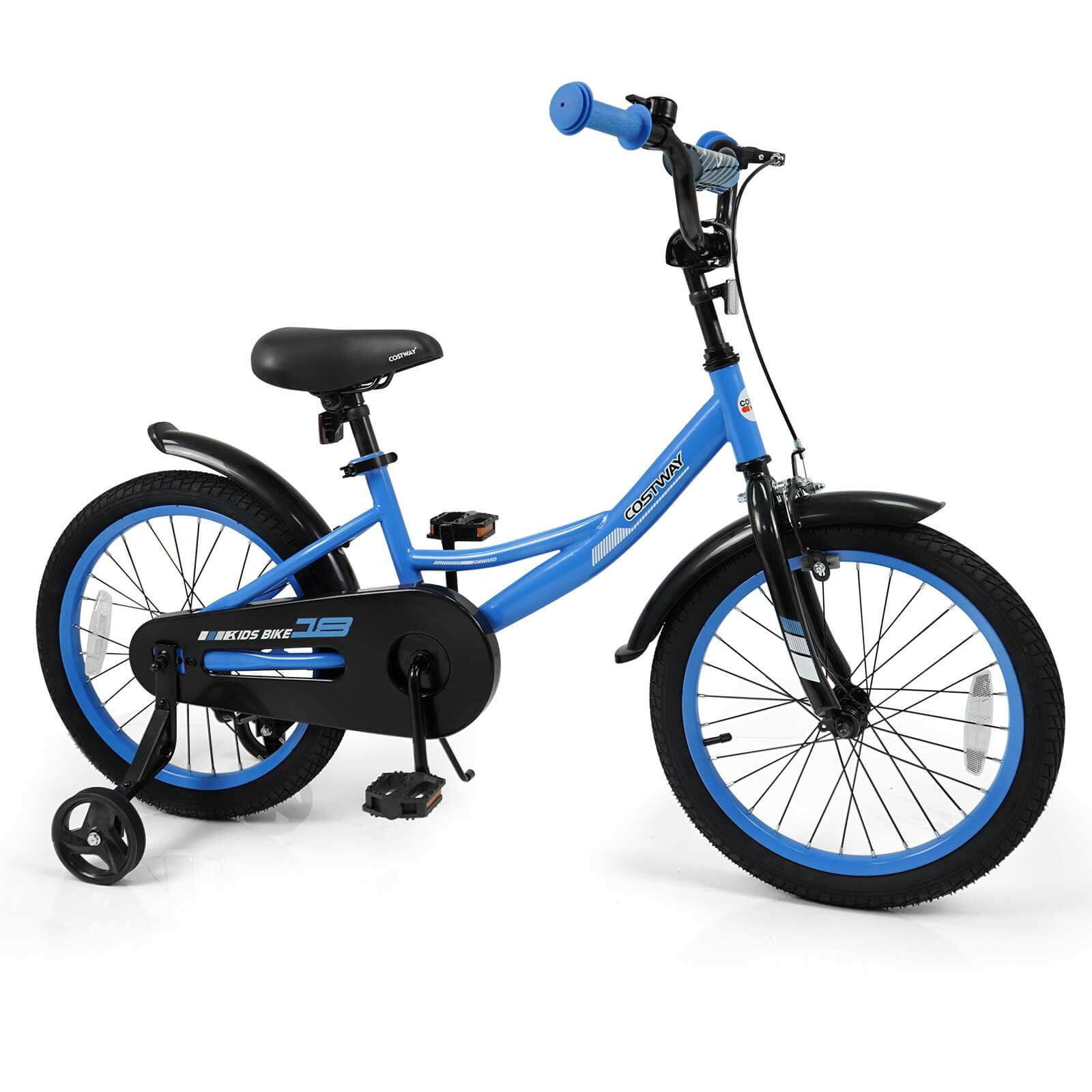 Costway 18 Inch Kids Bike with Training Wheels Dual Brakes Adjustable Seat Handlebar Height