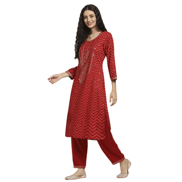 Biba Rangriti Indian Ethnic Kurta Set (Festive Glam 20878), Red, Size 38