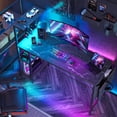 thumbnail image 2 of Bestier 52 inch Gaming Computer Desk with LED Lights & Shelves in Black Marble, Reversible desk, 2 of 8