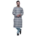 thumbnail image 4 of Atasi Kurta Pyjama de Designer pour Hommes Imprimé Style Angrakha Vêtements d'Été Décontractés, 4 of 5