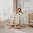 thumbnail image 3 of Modern High-Back Rocking Chair in Soft Lamb Fleece - Comfortable Glider with Pillow & Side Pockets, Supportive Seat for Nursery & Bedroom, White, 3 of 8