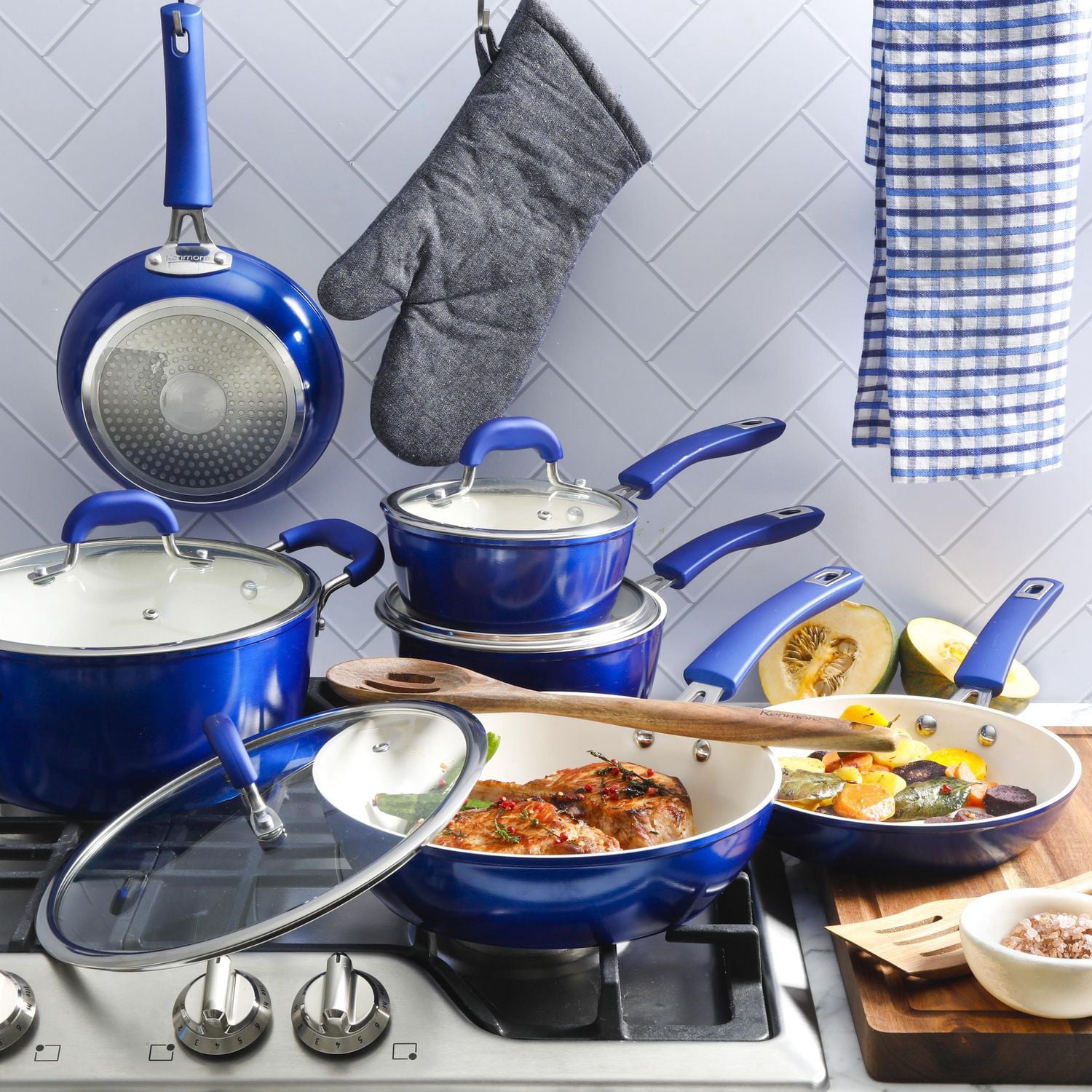 Kenmore Arlington Batterie de cuisine 12 pièces, Bleu Métallisée