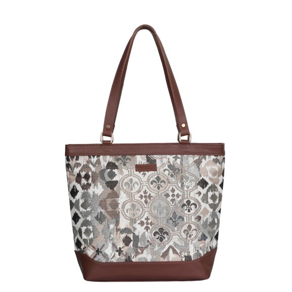 Sishka Sac Fourre-Tout en Tapisserie au Design Abstrait pour Femmes / Sac à Bandoulière à Poignée Supérieure avec Détails en Cuir pour Style Quotidien et Voyage