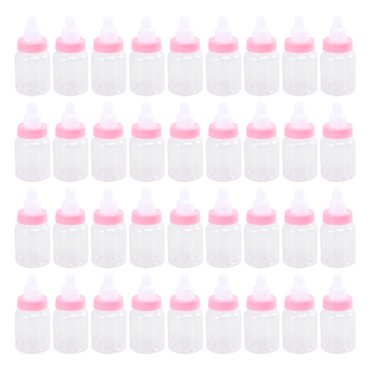 36pcs Cartoon Nursing Bottle Candy Storage Boxes Mini Milk Bottle Candy Holder Plastic Gift Boxes (Pink)