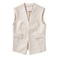 thumbnail image 2 of Gilet en Simili Cuir pour Femme Long Revers Sans Manches Drapé Ouvert devant Cardigan PU, 2 of 6