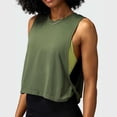 thumbnail image 2 of Timegard Womens Workout Tank Top Athletic Running Loose Cropped Top Tee Side Knot Solid Color Pullover, 2 of 4
