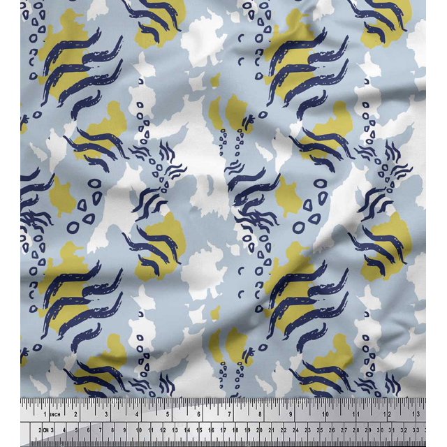 Soimoi White Georgette Viscose Fabric Leopard & Wild Animal Skin Print Sewing Fabric BTY 42 Inch Wide
