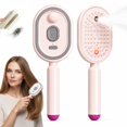 thumbnail image 1 of Rechargeable Electric Steam Hair Brush with 10ML Refillable Water Tank, Red Light Scalp Care Detangling Comb, Retractable Design for Frizz Control (White), 1 of 8