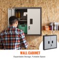 thumbnail image 2 of KFFKFF Wall-Mounted Folding Cabinet, Black Metallic Storage Locker 26" Compact Tool Chest with 240 LBS Load Limit, Adjustable Rack and Magnetic Door Closure for Home, Office, and Warehouse Use, 2 of 9