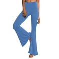 thumbnail image 1 of Pantalon Décontracté pour Femmes, Uni, Longueur Sport, Jambe Évasée, Taille Haute, 1 of 6