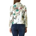 thumbnail image 3 of INSPIRE CHIC Women's Fitted Blazer Notch Lapel Printed Open Front Work Suit Jacket XS White-Flower, 3 of 7