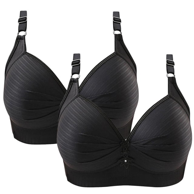 SDNall 2PCS Womans Fashion Plus Size Wire Free Comfortable Push Up Hollow Out Bra Underwear