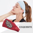 thumbnail image 1 of Crochet Headbands Winter Leaves Pattern with Rhinestones Elastic Head Protector Wide Warm Chunky Hair Accessories for Girls Jujube red, 1 of 5