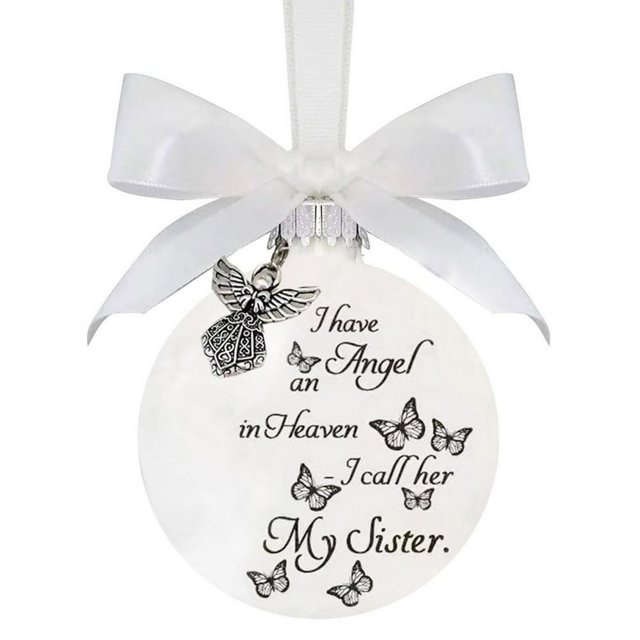 Christmas Ornament Handmade Butterfly Printed Attractive Decorative Commemorate Festive Embellishment Accessory Christmas Name Feather Memory Bauble for Holiday