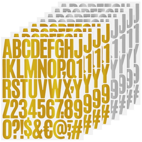 8 Sheets Letter Stickers Number Decals Alphabet Stickers Number Stickers Scrapbook Stickers Self-adhesive Stickers For Decoration