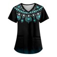 thumbnail image 2 of EGNMCR Hauts de Sarrau d'Infirmière pour Femmes Mode Décontractée Imprimé Uniforme de Travail Manches Courtes Col en V Blouse T-shirt de Travail avec Poches, Cadeaux pour Femmes, 2 of 5