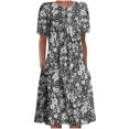 thumbnail image 2 of Robe Maxi d'Été pour Femme, Robe d'Été Bohème à Imprimé, Manches Courtes, Robe de Plage, Robe Longueur Genou, Robe à Manches Courtes en Liquidation, 2 of 5
