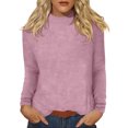 thumbnail image 1 of Floleo Women's Ribbed Turtleneck Fitted Tops Long Sleeve Shirts Basic Thermal Layering(Pink,M), 1 of 9