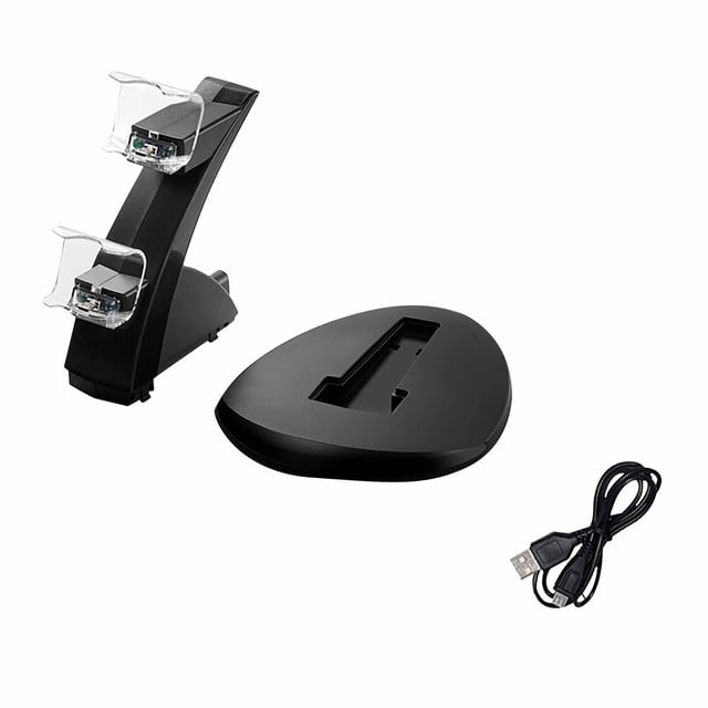 AKEGAMN LED Indicator Double Set USB Charging Dock Stand Charger for PS4 Controller