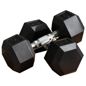 CoSoTower Rubber Dumbbells Weight Set, Total 50lbs, 25lbs Each, Dumbbell Hand Weight for Body Fitness Training for Home Office Gym, Black