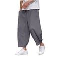 thumbnail image 1 of Enjoytime Men Pants Solid Color Elastic Waist Drawstring 7/8Th Trousers Lightweight Work Casual Pants with Pockets Dark Gray XS, 1 of 4