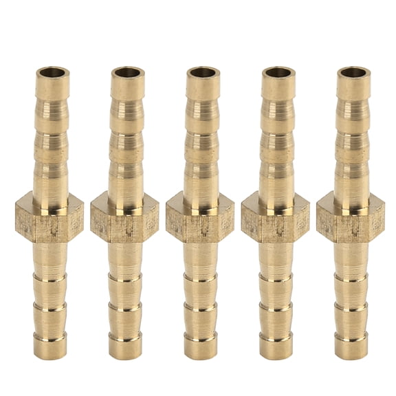 Unique Bargains 5pcs Brass Barb Hose Fitting Straight Connector for Air Water Gas Oil