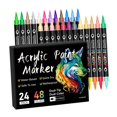 thumbnail image 3 of Siruishop 24 Pieces Acrylic Paint Markers Acrylic Paint Pens Tip Brush Markers Colored Acrylic Pens for Rock Painting Canvas Stone, 3 of 8