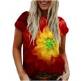 thumbnail image 2 of CHGBMOK Plus Size Ladies Tops And Blouses Summer Women's Blouse Décontractée à Manches Courtes Imprimée Col Rond T-Shirt Ladies Tops Summer Beach Tops en Liquidation, 2 of 4