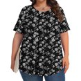 thumbnail image 4 of Pisexur Hauts de Printemps pour Femmes Blouses pour Femmes Chic Décontracté Mode pour Femmes Imprimé Col Rond Manches Courtes Plissé Ample Haut Multicolore,5TG, 4 of 7